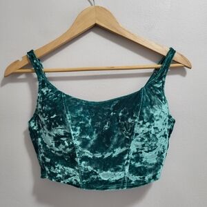 Victoria's Secret Pink Green Crushed Velvet Corset Bralette Bra Size Medium